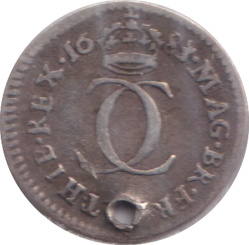 1683 MAUNDY ONE PENNNY ( FINE ) HOLED