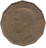 1950 BRASS THREEPENCE ( AUNC ) REF 13