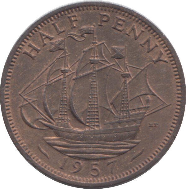1957 HALF PENNY ( AUNC )