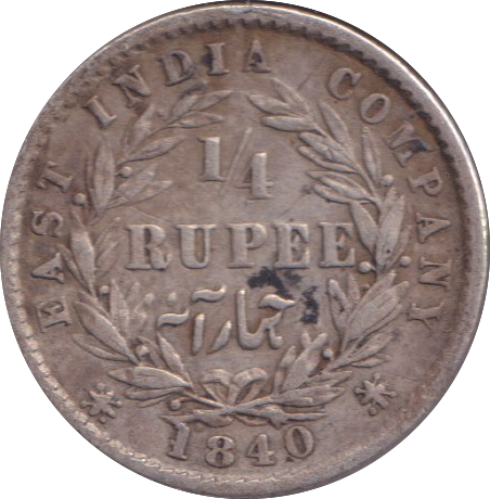 1840 SILVER 1/4 RUPEE INDIA