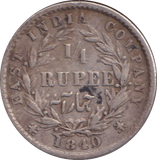 1840 SILVER 1/4 RUPEE INDIA