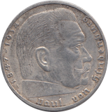 1934 SILVER NAZI GERMANY 2 MARK