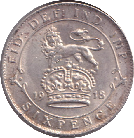 1918 SIXPENCE ( EF )