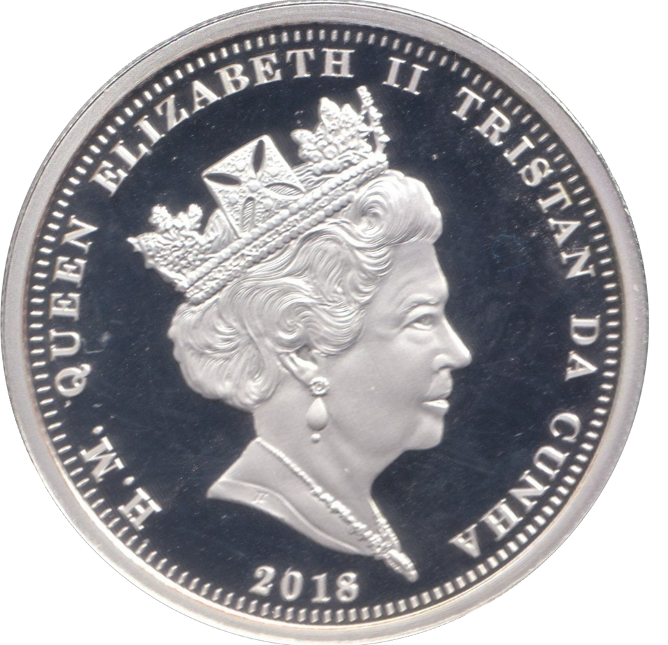 2018 CORONATION ANNIVERSARY SILVER PLATED FIVE POUND TRISTAN DA CUNHA