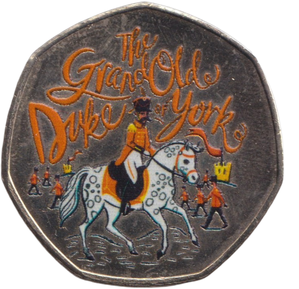 2012 THE GRAND OLD DUKE OF YORK 50P SHAPED COIN