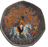 2012 THE GRAND OLD DUKE OF YORK 50P SHAPED COIN