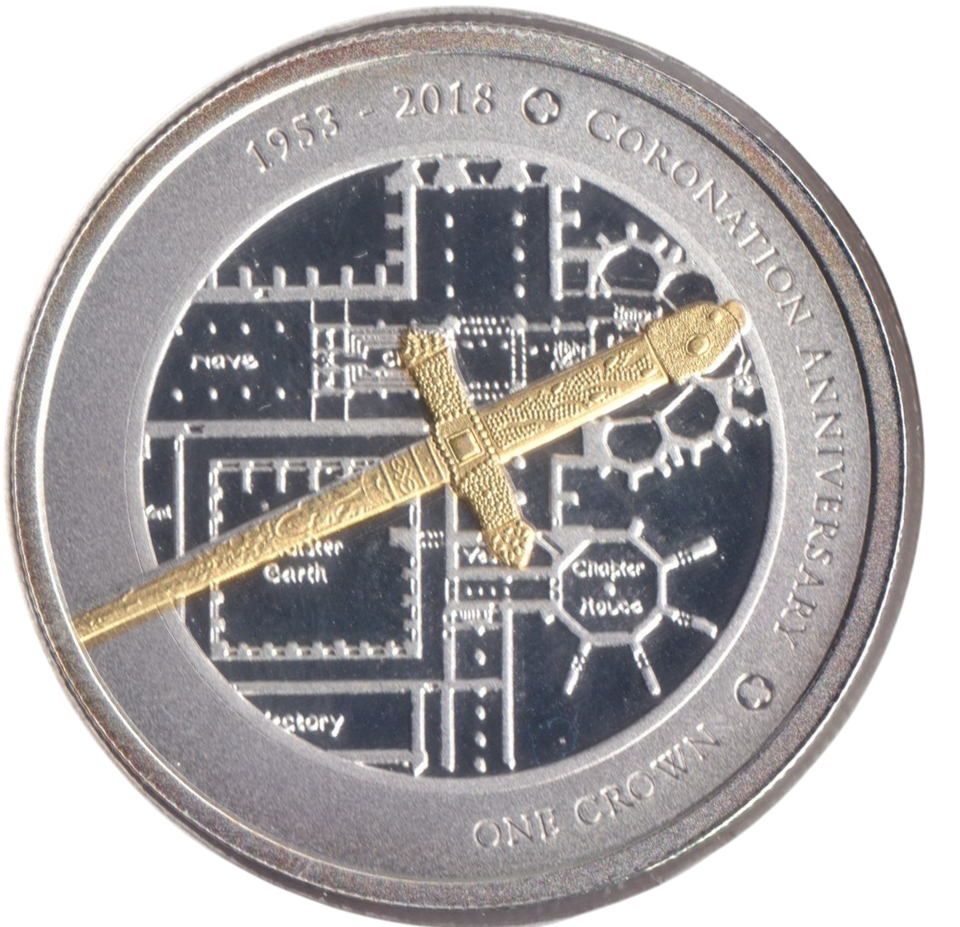 2018 CORONATION ANNIVERSARY SILVER PLATED FIVE POUND TRISTAN DA CUNHA
