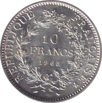1968 SILVER 10 FRANC FRANCE