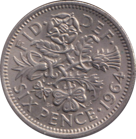 1964 SIXPENCE ( UNC )