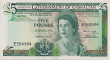 1975 FIVE POUNDS GIBRALTAR BANKNOTE REF-1808
