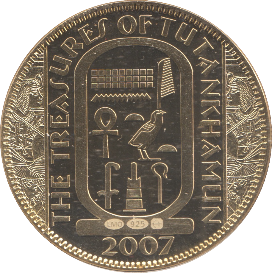 2007 SILVER PROOF GOLD PLATED THE TREASURES OF TUTANKHAMUN MEDALLION