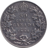 1908 SILVER 50 CENT CANADA
