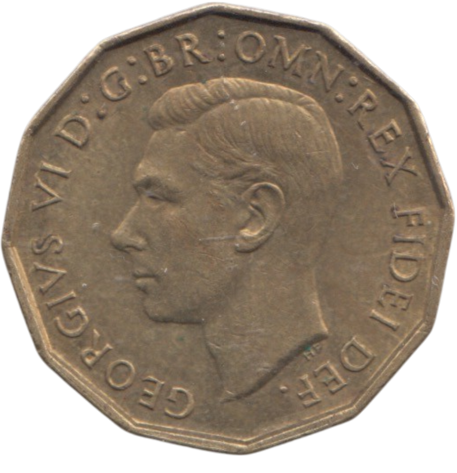 1950 BRASS THREEPENCE ( AUNC ) REF 11
