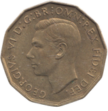 1950 BRASS THREEPENCE ( AUNC ) REF 11