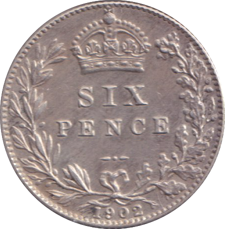 1902 SIXPENCE ( UNC )