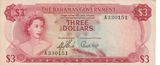 1965 BAHAMAS 3 DOLLARS BANKNOTE REF-1848