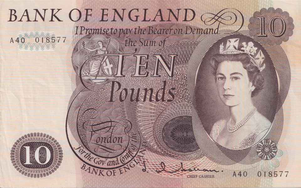 TEN POUNDS BANKNOTE HOLLOM £10 REF-104