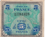 1944 FRANCE 5 FRANC BANKNOTE REF-1717