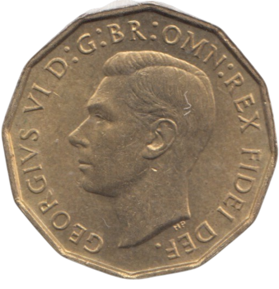 1950 BRASS THREEPENCE ( AUNC ) REF 10