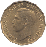 1950 BRASS THREEPENCE ( AUNC ) REF 10