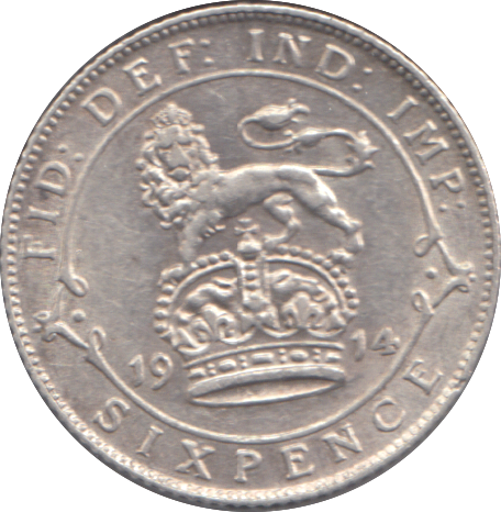 1914 SIXPENCE ( UNC )