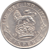 1914 SIXPENCE ( UNC )