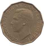 1950 BRASS THREEPENCE ( AUNC ) REF 9