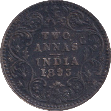 1893 SILVER INDIA TWO ANNAS