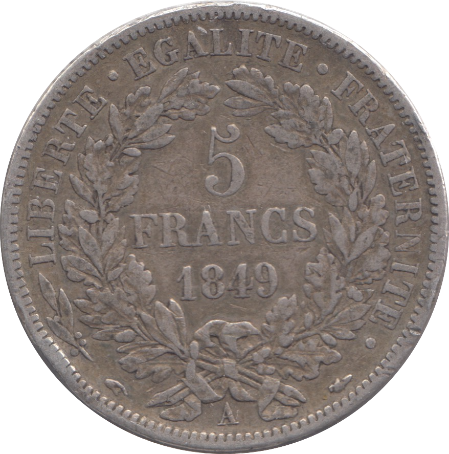 1849 SILVER FRANCE 5 FRANCS PARIS