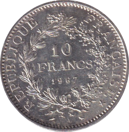 1967 SILVER 10 FRANC FRANCE