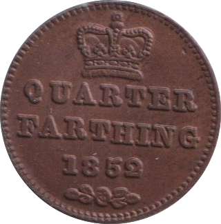 1852 QUARTER FARTHING ( UNC )