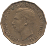 1950 BRASS THREEPENCE ( AUNC ) REF 8