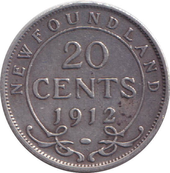 1912 SILVER 20 CENTS NEW FOUNDLAND