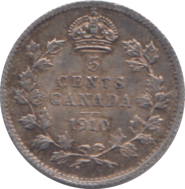 1910 SILVER CANADA 5 CENT