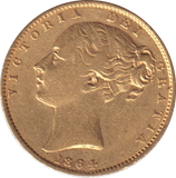 1864 GOLD SOVEREIGN ( GVF ) DIE 74