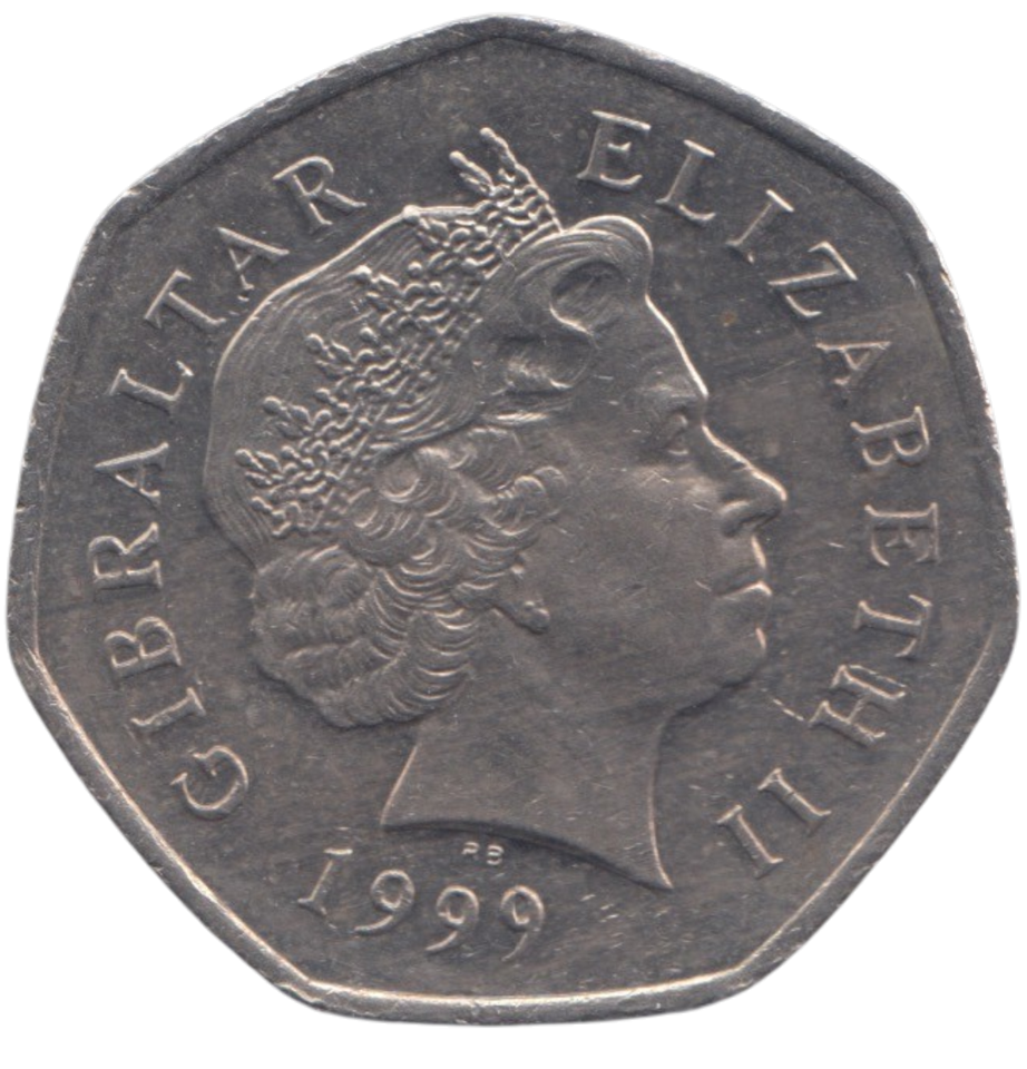 1999 50 PENCE GIBRALTAR