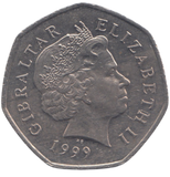 1999 50 PENCE GIBRALTAR