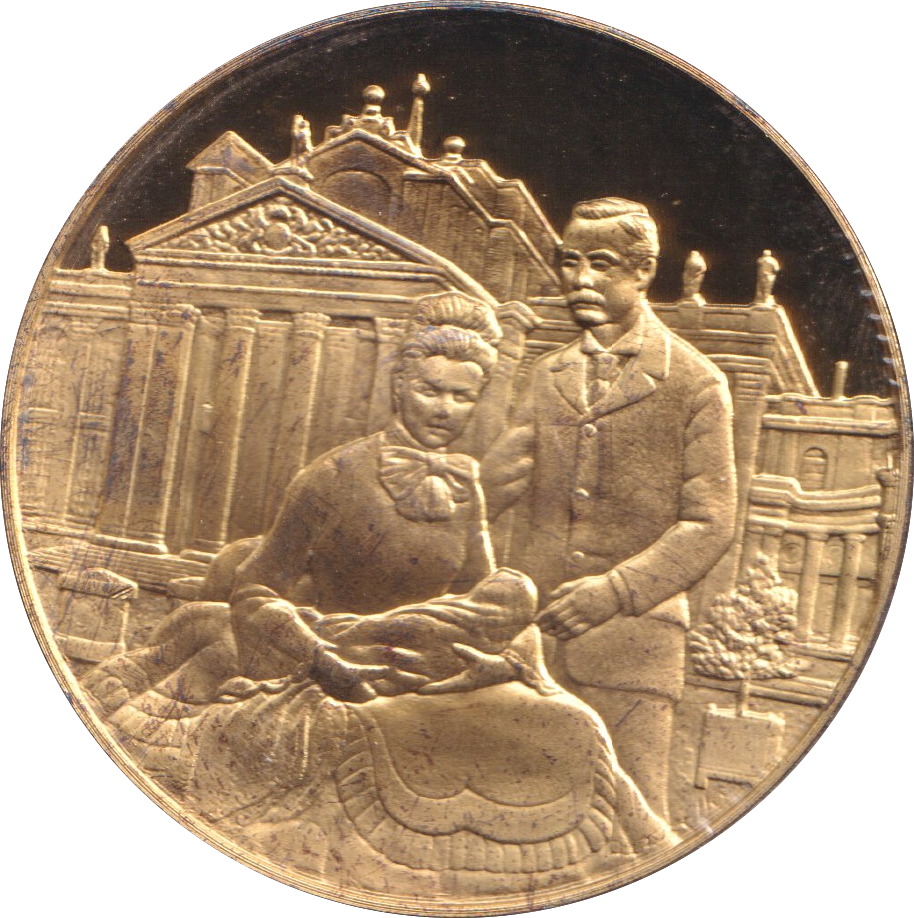 1974 SILVER GOLD PLATED WINSTON CHURCHILL BIRTH MEDALLION