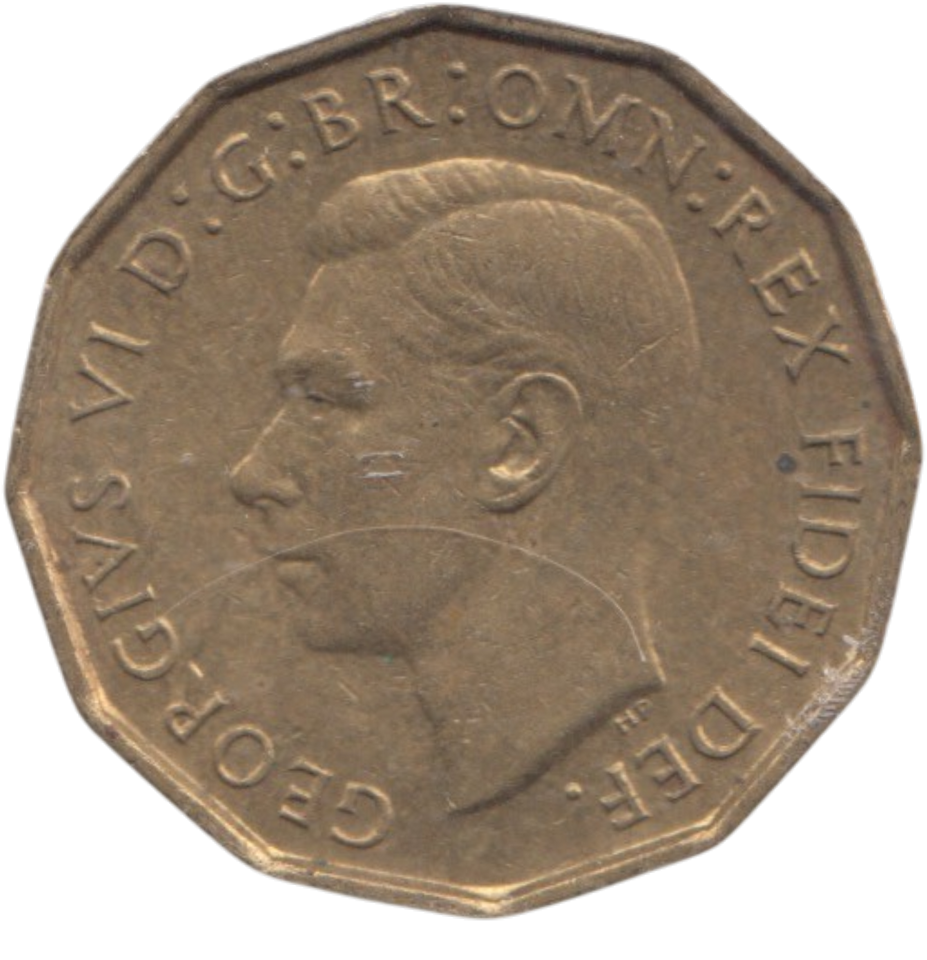 1950 BRASS THREEPENCE ( AUNC ) REF 7