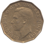 1950 BRASS THREEPENCE ( AUNC ) REF 7