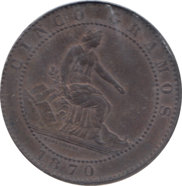 1870 SPAIN 5 CENTIMOS