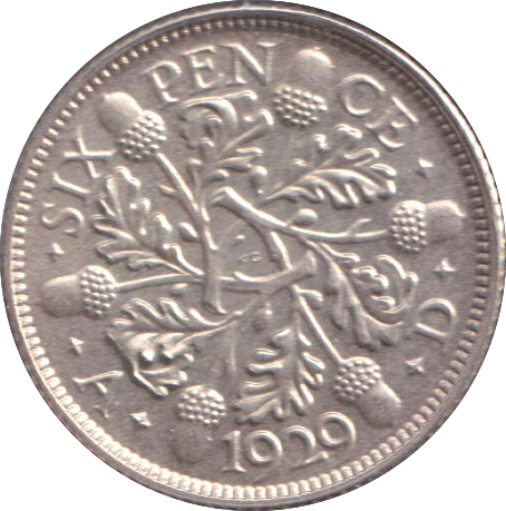 1929 SIXPENCE ( BU )