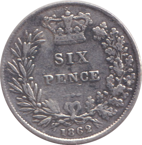 1862 SIXPENCE ( GF )