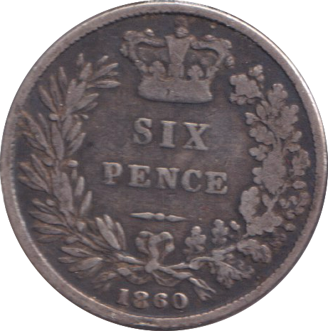 1860 SIXPENCE ( FINE )