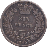 1860 SIXPENCE ( FINE )