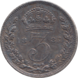 1887 THREEPENCE ( VF )