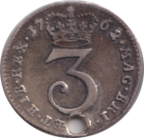 1762 MAUNDY THREEPENCE ( VF ) HOLED