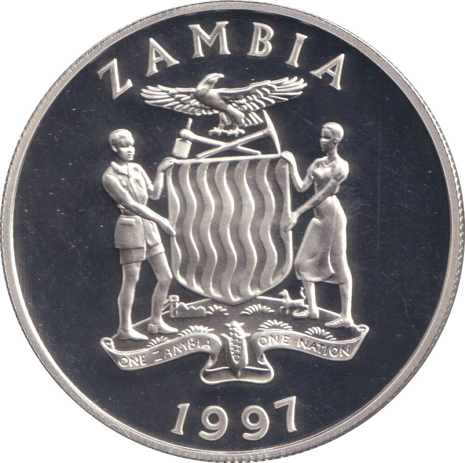 1997 SILVER PROOF ONE THOUSAND KWACHA ZAMBIA