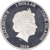 2016 SILVER PROOF ONE DOLLAR COOK ISLANDS