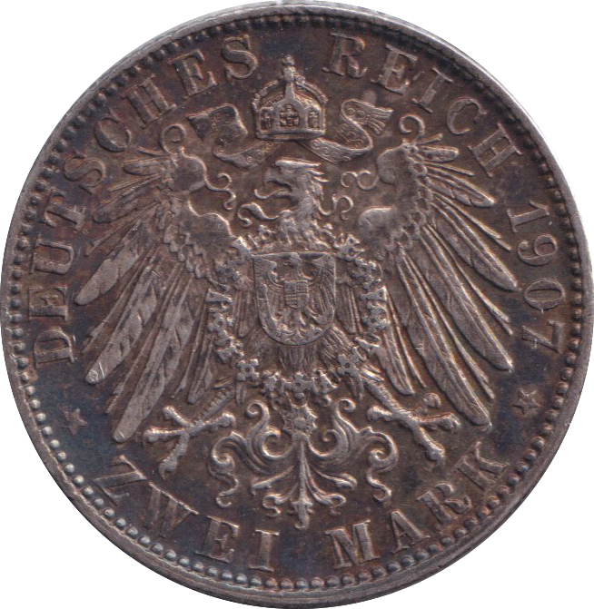1907 SILVER 2 MARK PRUSSIA